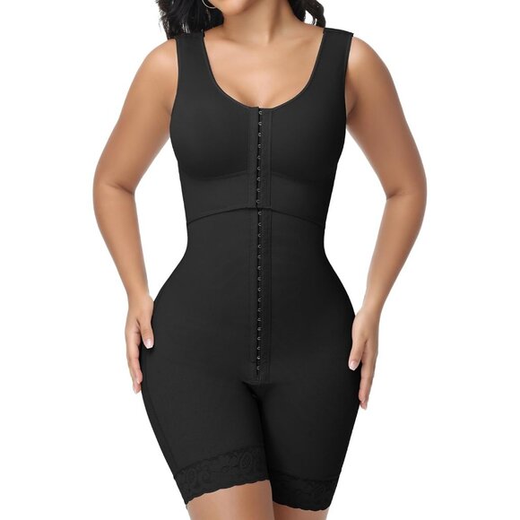 Women's Bodysuit Full Body Shaper Tummy Control Black Shapewear Surgery Garment